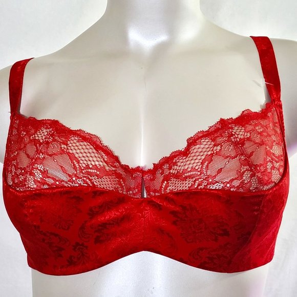 Cacique Intimates & Sleepwear Cacique Sheer Lace And Jacquard Satin